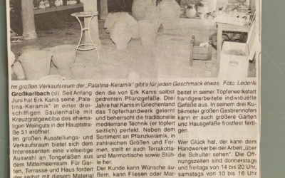 Eröffnung von Palatina-Keramik in Grosskarlbach.  “Grünstadter Wochenblatt” / 1997